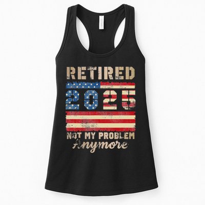 Retired 2025 Not My Problem Anymore Distressed Us Flag Womens Tank Top