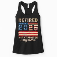 Retired 2025 Not My Problem Anymore Distressed Us Flag Womens Tank Top