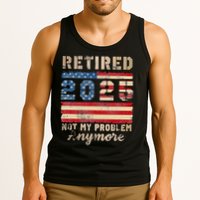 Retired 2025 Not My Problem Anymore Distressed Us Flag Tank Top