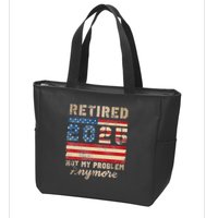 Retired 2025 Not My Problem Anymore Distressed Us Flag Zip Tote Bag