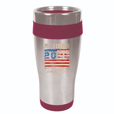 Retired 2025 Not My Problem Anymore Distressed Us Flag 16oz Travel Tumbler