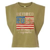 Retired 2025 Not My Problem Anymore Distressed Us Flag Garment-Dyed Women's Muscle Tee