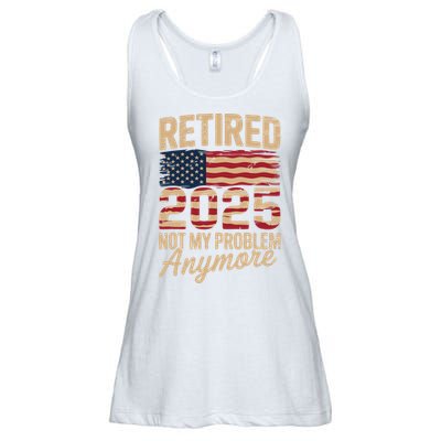 Retired 2025 Not My Problem Anymore With US Flag Retirement  Ladies Essential Flowy Tank