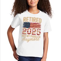 Retired 2025 Not My Problem Anymore With US Flag Retirement  Kids T-Shirt