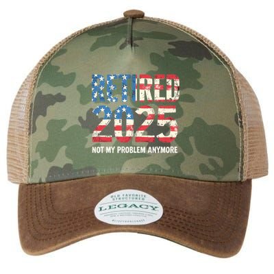 Retired 2025 Not My Problem Anymore Vintage American Flag Legacy Tie Dye Trucker Hat