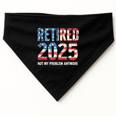 Retired 2025 Not My Problem Anymore Vintage American Flag USA-Made Doggie Bandana