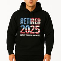 Retired 2025 Not My Problem Anymore Vintage American Flag Hoodie
