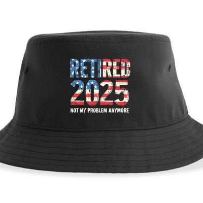 Retired 2025 Not My Problem Anymore Vintage American Flag Sustainable Bucket Hat