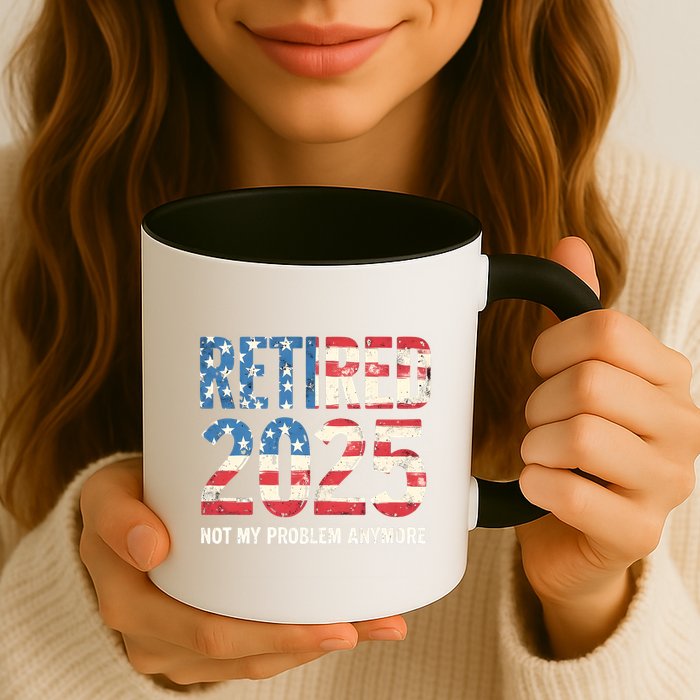 Retired 2025 Not My Problem Anymore Vintage American Flag Mug