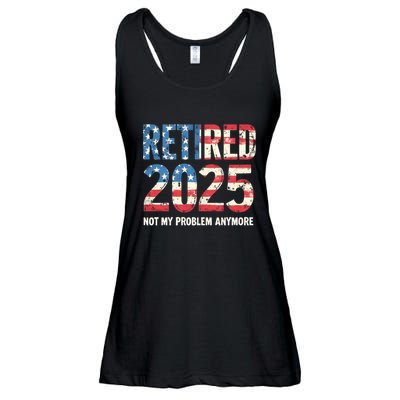 Retired 2025 Not My Problem Anymore Vintage American Flag Ladies Essential Flowy Tank