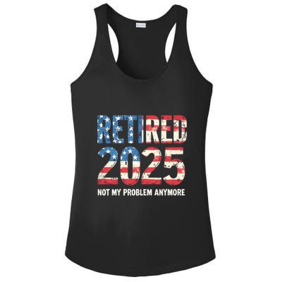 Retired 2025 Not My Problem Anymore Vintage American Flag Ladies PosiCharge Competitor Racerback Tank