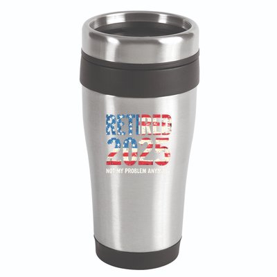 Retired 2025 Not My Problem Anymore Vintage American Flag 16oz Travel Tumbler