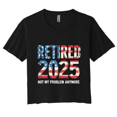 Retired 2025 Not My Problem Anymore Vintage American Flag Crop Top