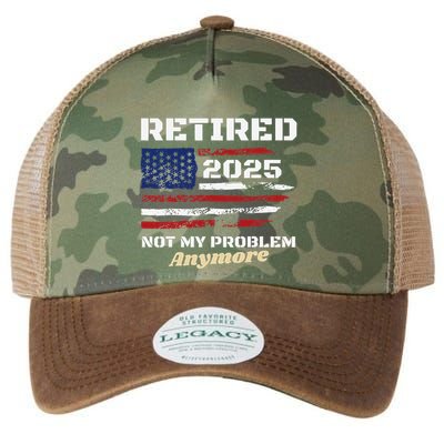Retired 2025 Not My Problem Anymore American Flag Retirement Legacy Tie Dye Trucker Hat