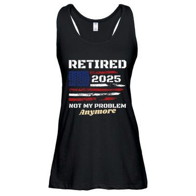 Retired 2025 Not My Problem Anymore American Flag Retirement Ladies Essential Flowy Tank