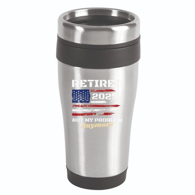 Retired 2025 Not My Problem Anymore American Flag Retirement 16oz Travel Tumbler