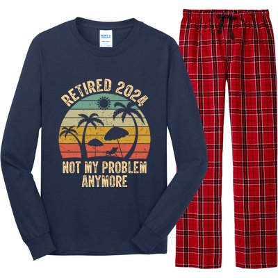 Retired 2024 Not My Problem Anymore Teacher Retirement Gifts Long Sleeve Pajama Set