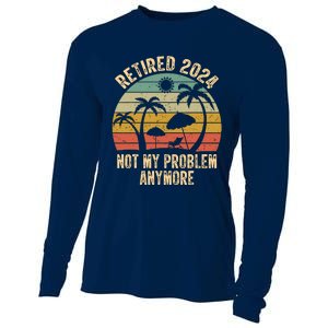 Retired 2024 Not My Problem Anymore Teacher Retirement Gifts Cooling Performance Long Sleeve Crew