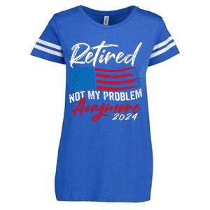 Retired 2024 Not My Problem Anymore Retirement American Flag Enza Ladies Jersey Football T-Shirt