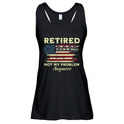 Retired 2025 Not My Problem Anymore Retirement American Flag Ladies Essential Flowy Tank