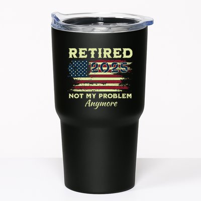 Retired 2025 Not My Problem Anymore Retirement American Flag Tumbler