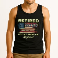 Retired 2025 Not My Problem Anymore Retirement American Flag Tank Top