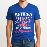 Retired 2025 Not My Problem Anymore Floral Retiret Meaningful Gift V-Neck T-Shirt
