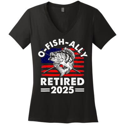 Retirement 2025 O Fish Ally Retired 2025 Fishing Women's V-Neck T-Shirt