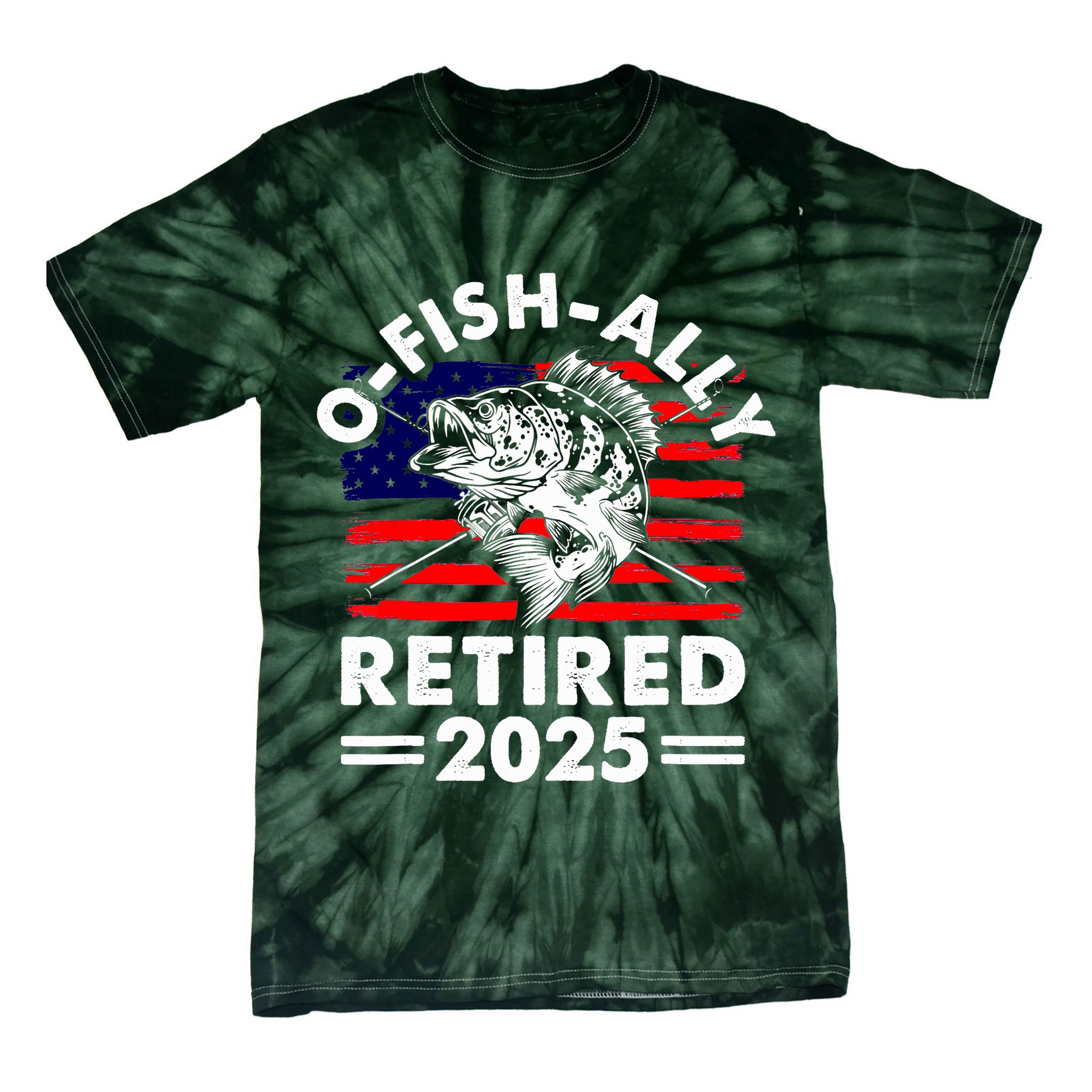 Retirement 2025 O Fish Ally Retired 2025 Fishing Tie-Dye T-Shirt