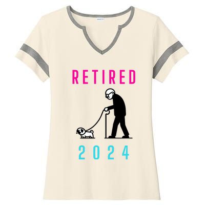 Retired 2024 Pug Owner Retirement Ladies Halftime Notch Neck Tee