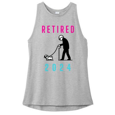 Retired 2024 Pug Owner Retirement Ladies PosiCharge Tri-Blend Wicking Tank