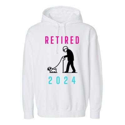 Retired 2024 Pug Owner Retirement Garment-Dyed Fleece Hoodie