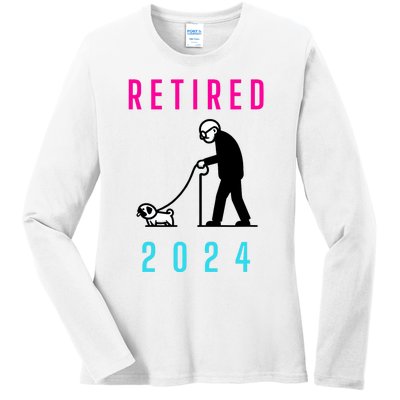 Retired 2024 Pug Owner Retirement Ladies Long Sleeve Shirt