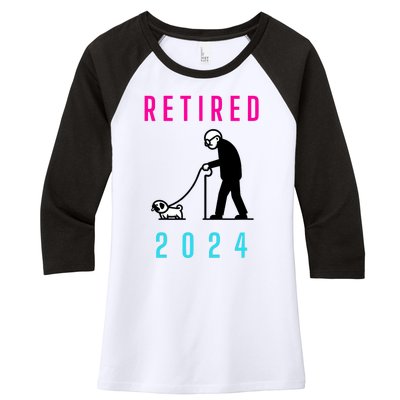 Retired 2024 Pug Owner Retirement Women's Tri-Blend 3/4-Sleeve Raglan Shirt