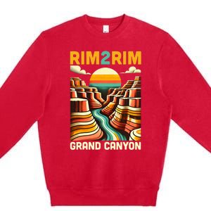 Rim 2 Rim Grand Canyon Trail Run R2r2r Run Hiking Premium Crewneck Sweatshirt