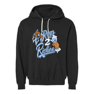 Rags 2 Riches Blue Matching Tee For Men Women Garment-Dyed Fleece Hoodie