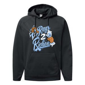 Rags 2 Riches Blue Matching Tee For Men Women Performance Fleece Hoodie