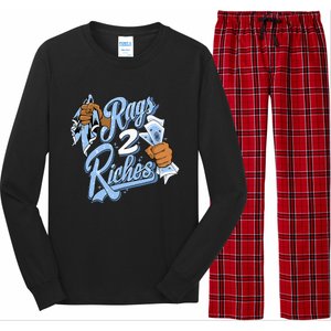 Rags 2 Riches Blue Matching Tee For Men Women Long Sleeve Pajama Set