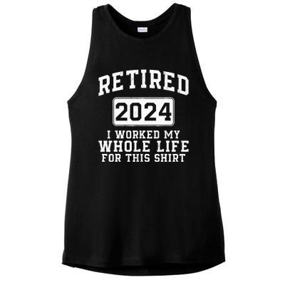 Retired 2024 Retirement Humor Ladies PosiCharge Tri-Blend Wicking Tank