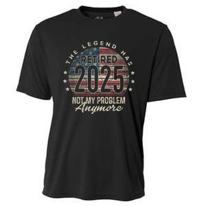 Retirement 2025 Retired Not My Problem Anymore American Flag Cooling Performance Crew T-Shirt