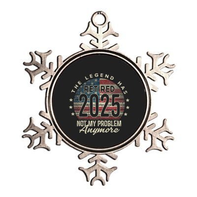 Retirement 2025 Retired Not My Problem Anymore American Flag Metallic Star Ornament