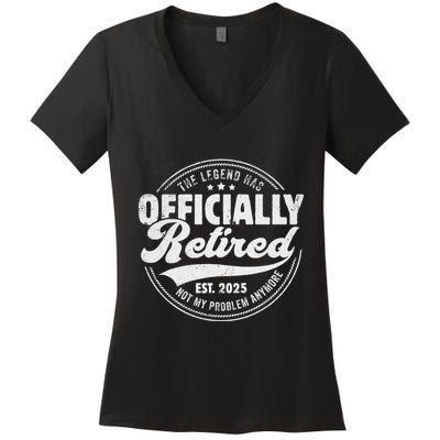 Retirement 2025 Retired 2025 Not My Problem Anymore Vintage Gift Women's V-Neck T-Shirt
