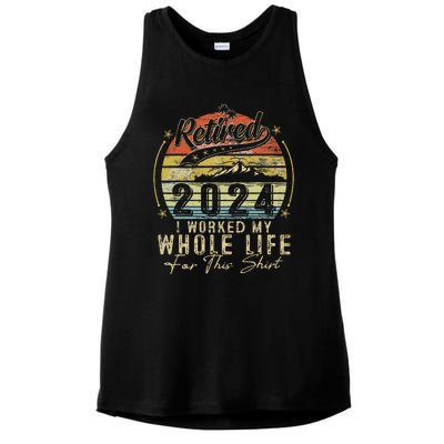 Retired 2024 Retirement Humor Ladies PosiCharge Tri-Blend Wicking Tank