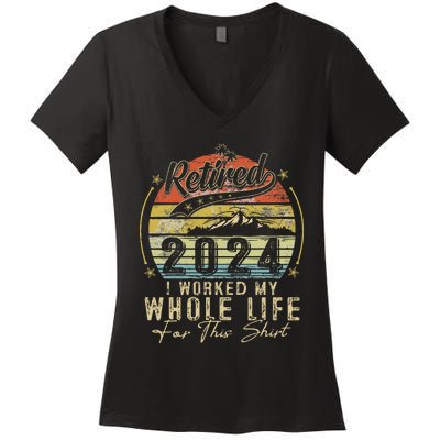 Retired 2024 Retirement Humor Women's V-Neck T-Shirt