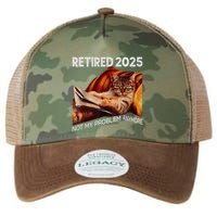 Retirement 2025 Retired 2025 Not My Problem Anymore Cute Cat Legacy Tie Dye Trucker Hat