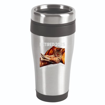 Retirement 2025 Retired 2025 Not My Problem Anymore Cute Cat 16oz Travel Tumbler