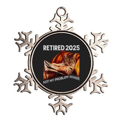 Retirement 2025 Retired 2025 Not My Problem Anymore Cute Cat Metallic Star Ornament