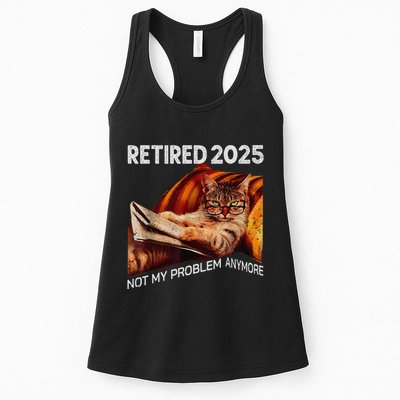 Retirement 2025 Retired 2025 Not My Problem Anymore Cute Cat Womens Tank Top