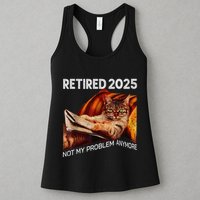 Retirement 2025 Retired 2025 Not My Problem Anymore Cute Cat Womens Tank Top