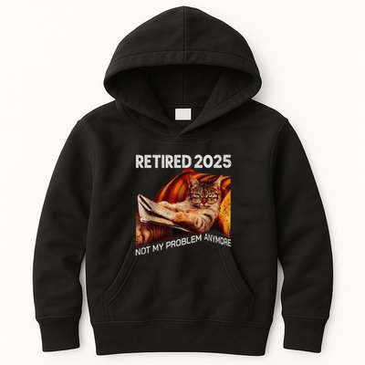 Retirement 2025 Retired 2025 Not My Problem Anymore Cute Cat Kids Hoodie